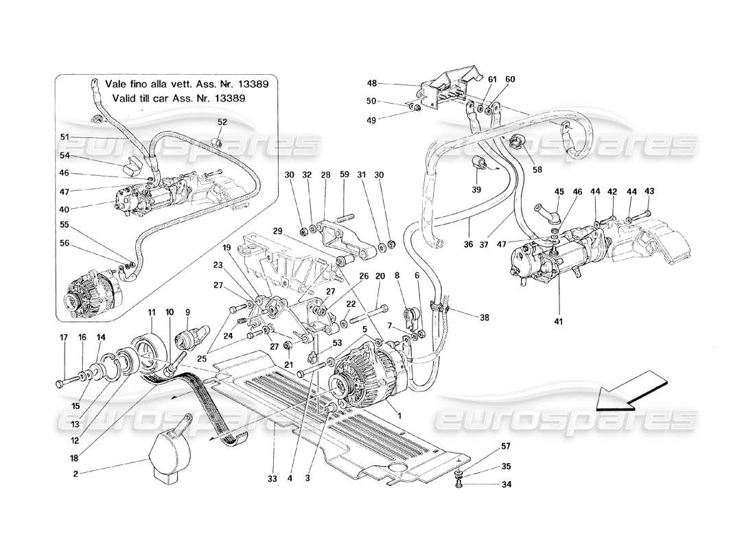 Ferrari 348 (1993) TB / TS Generatore di corrente - Motore di avviamento Diagramma delle parti
