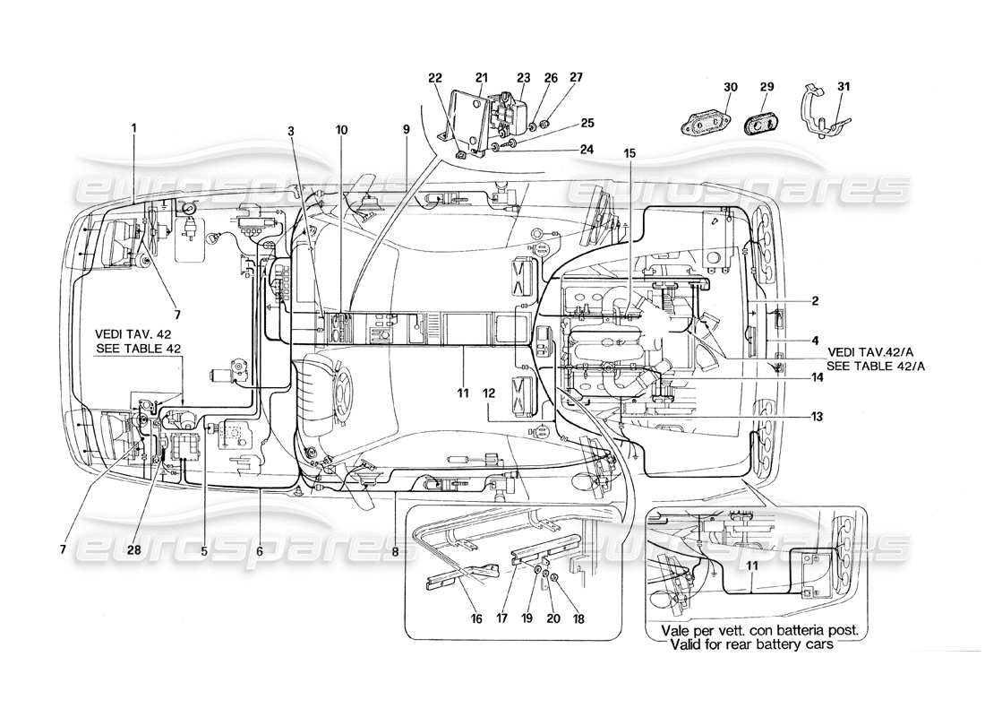 Ferrari 348 (1993) TB / TS Sistema elettrico Diagramma delle parti