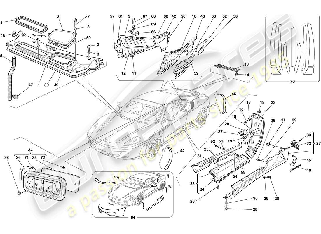 Ferrari F430 Coupé (Europa) SCUDI - RIVESTIMENTO ESTERNO Diagramma delle parti