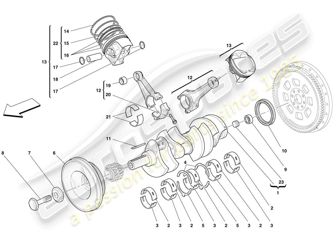 Ferrari F430 Spider (USA) Albero motore - Bielle e pistoni Diagramma delle parti