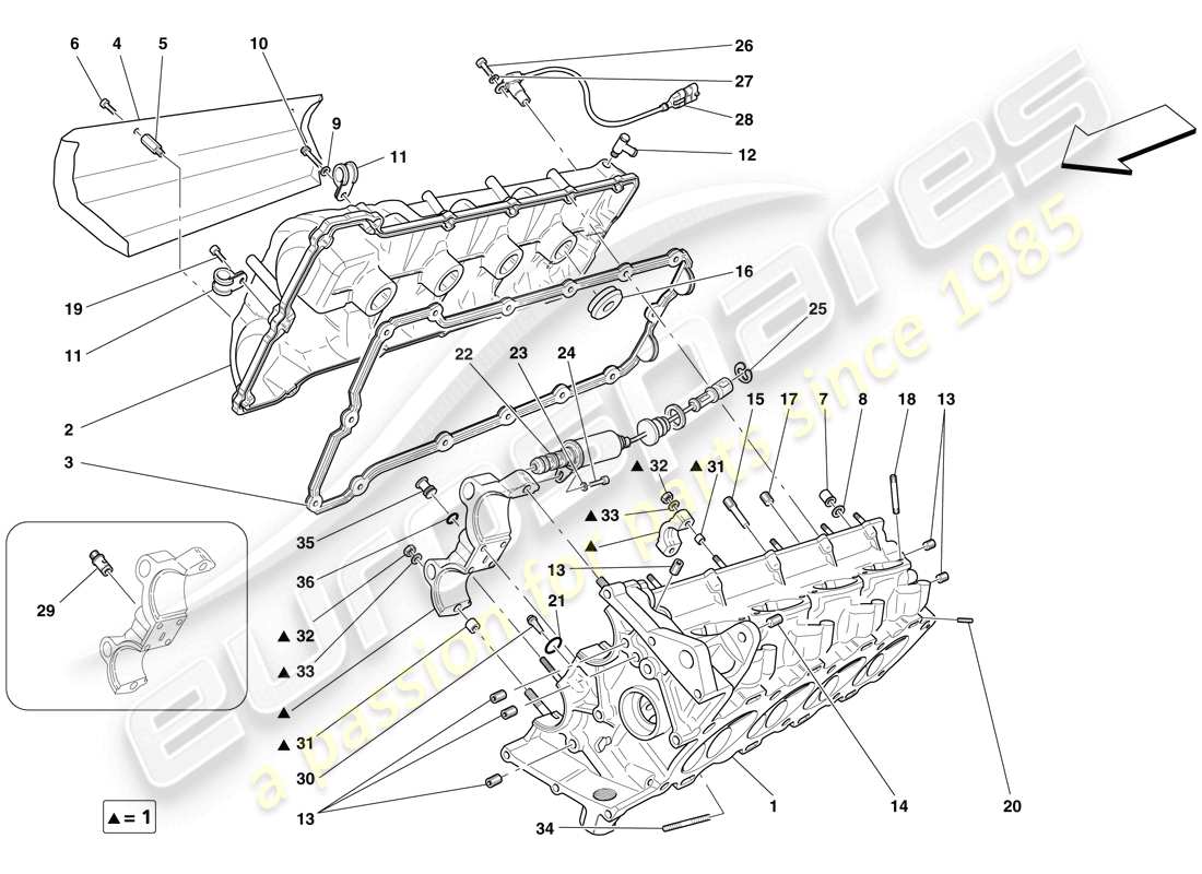Ferrari F430 Spider (USA) TESTA CILINDRO DESTRA Diagramma delle parti