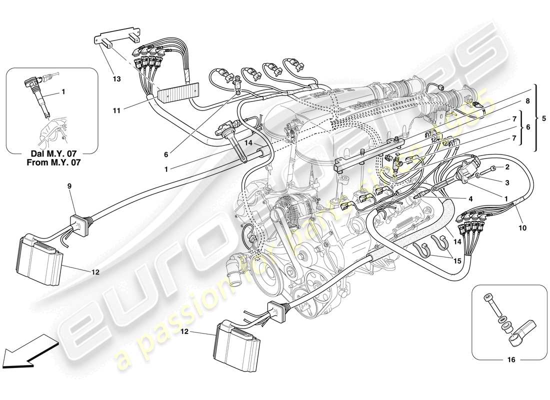Ferrari F430 Spider (USA) SISTEMA INIEZIONE - ACCENSIONE Diagramma delle parti