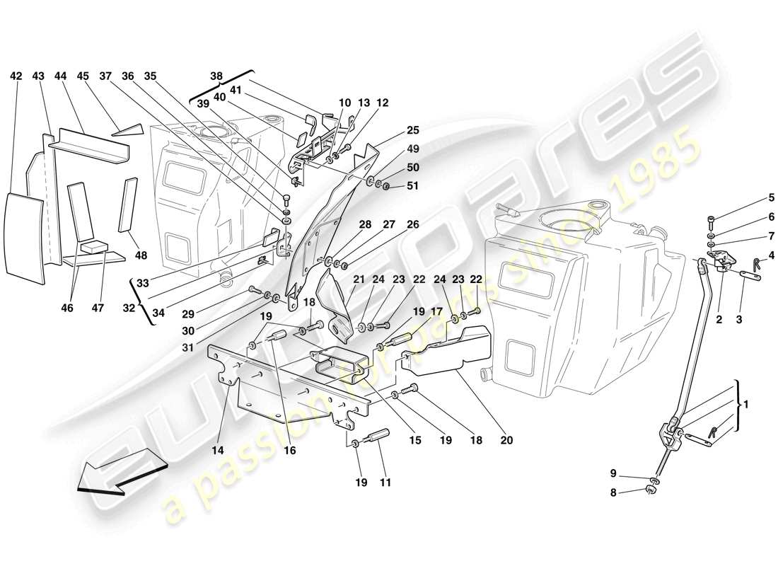 Ferrari F430 Spider (USA) SERBATOI CARBURANTE - FISSAGGI E PROTEZIONI Diagramma delle parti