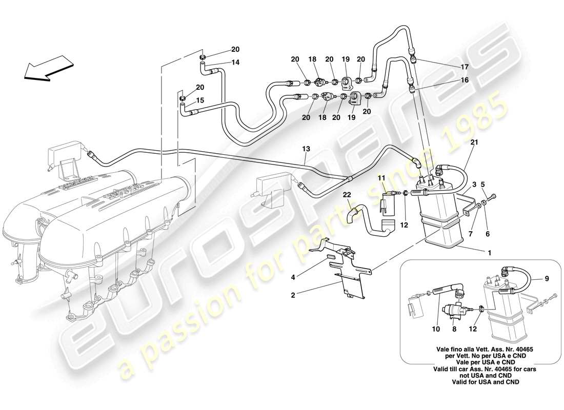 Ferrari F430 Spider (USA) SISTEMA DI CONTROLLO EMISSIONI EVAPORATIVE Diagramma delle parti