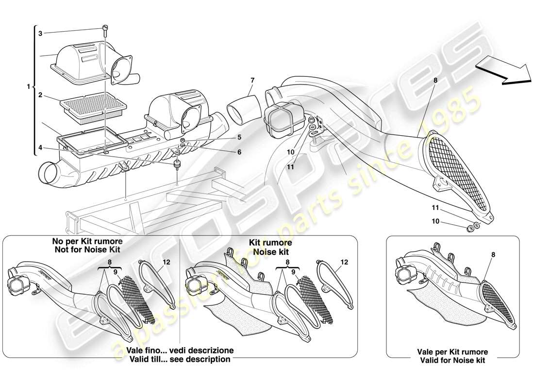 Ferrari F430 Spider (USA) Presa d'aria Diagramma delle parti