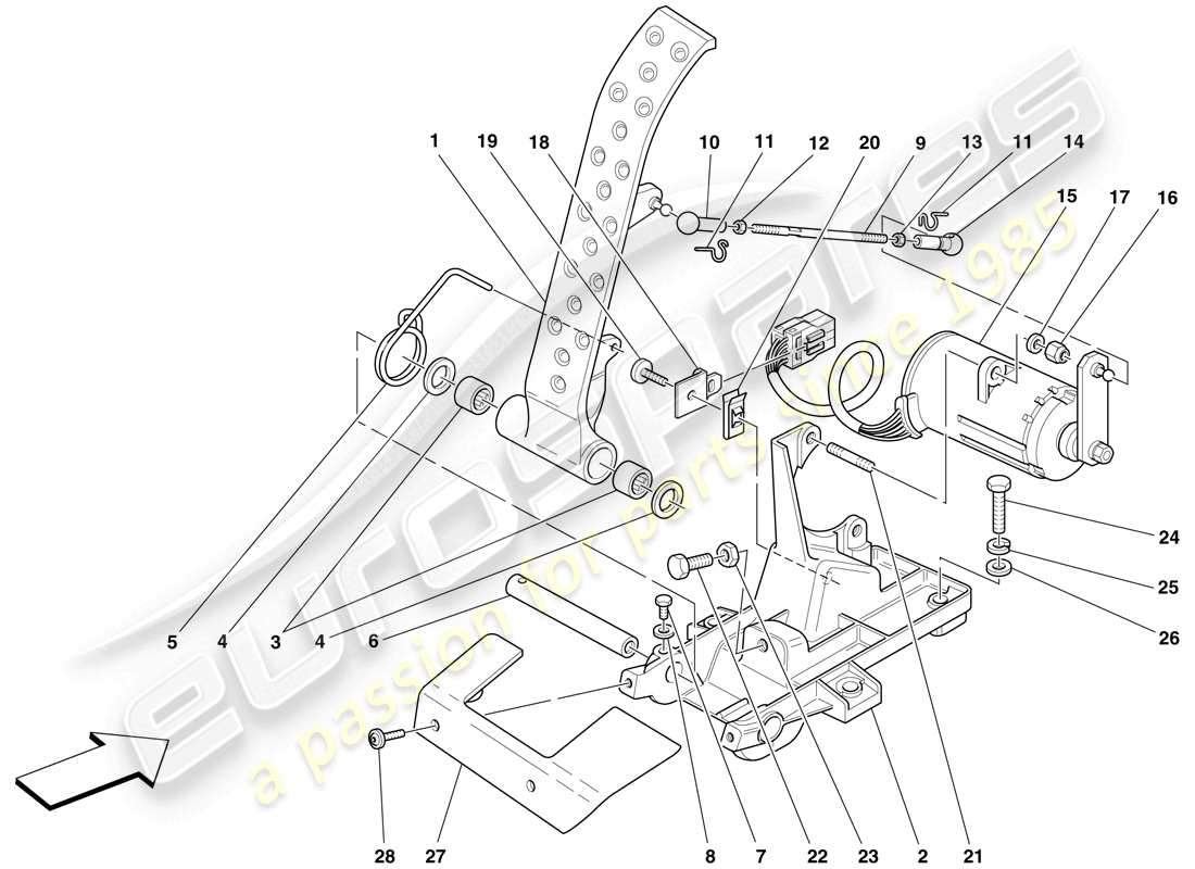 Ferrari F430 Spider (USA) PEDALE ACCELERATORE ELETTRONICO Diagramma delle parti