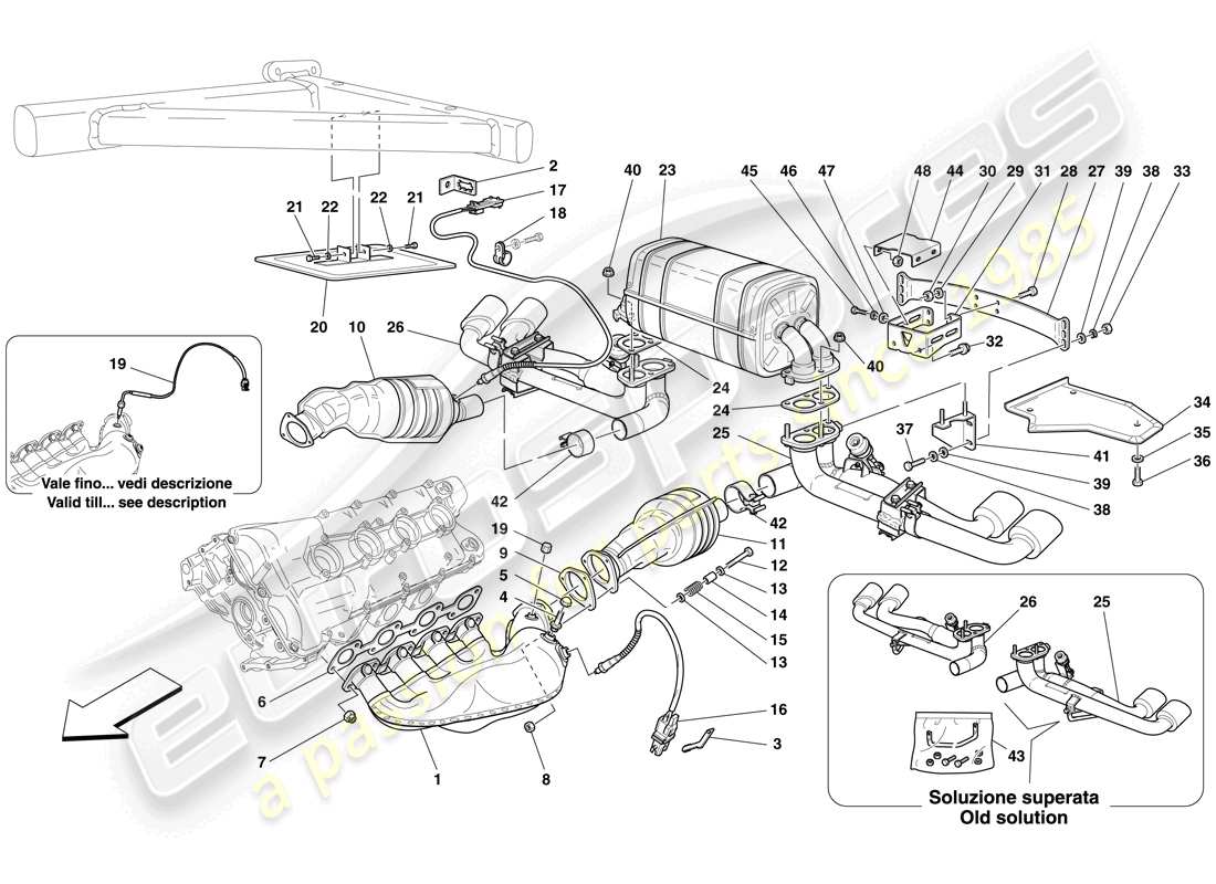 Ferrari F430 Spider (USA) impianto di scarico da corsa Diagramma delle parti