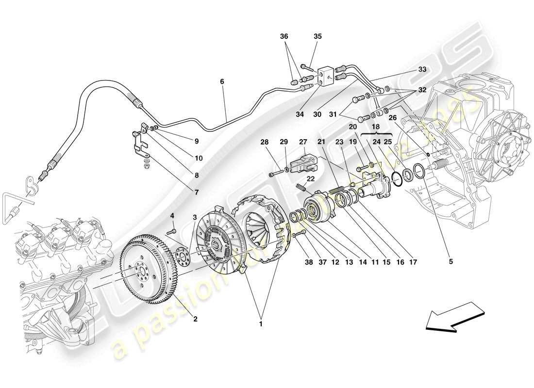 Ferrari F430 Spider (USA) Frizione e Comandi Diagramma delle parti