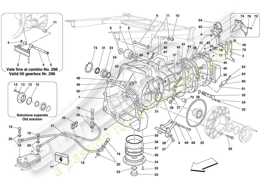 Ferrari F430 Spider (USA) Cambio - Coperture Diagramma delle parti