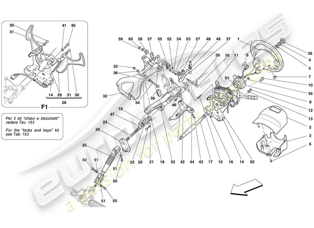 Ferrari F430 Spider (USA) Controllo dello sterzo Diagramma delle parti