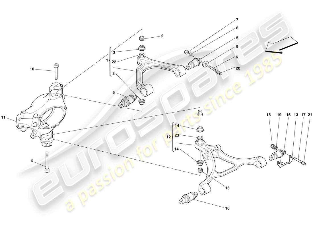 Ferrari F430 Spider (USA) SOSPENSIONE ANTERIORE - BRACCI Diagramma delle parti