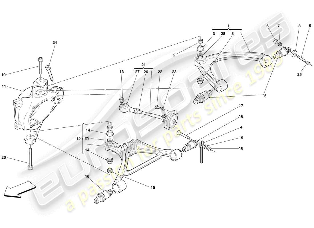 Ferrari F430 Spider (USA) SOSPENSIONE POSTERIORE - BRACCI Diagramma delle parti