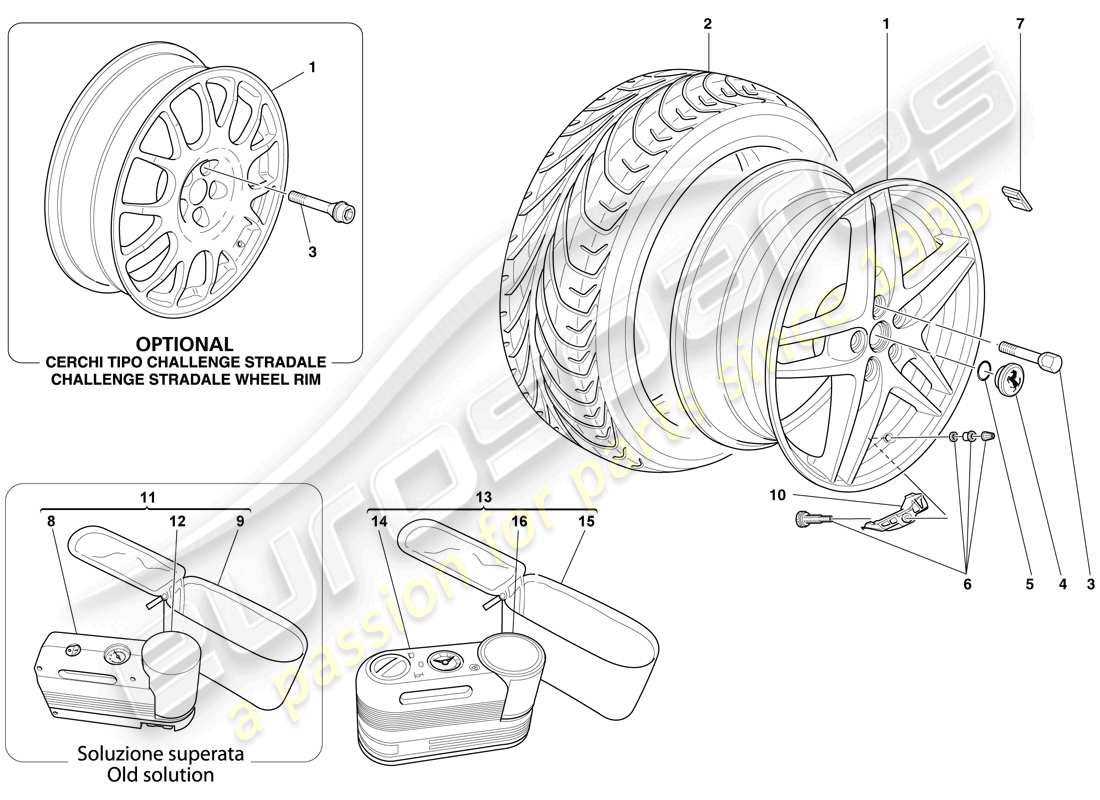 Ferrari F430 Spider (USA) Ruote Diagramma delle parti