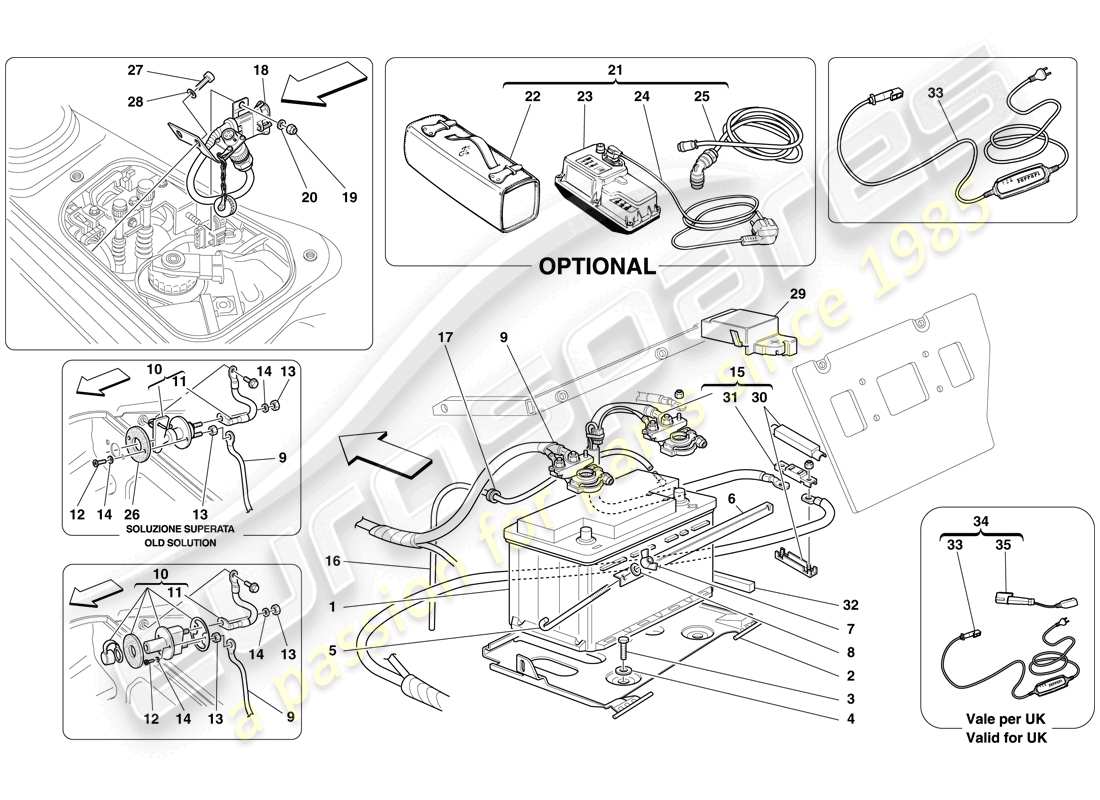 Ferrari F430 Spider (USA) BATTERIA Diagramma delle parti