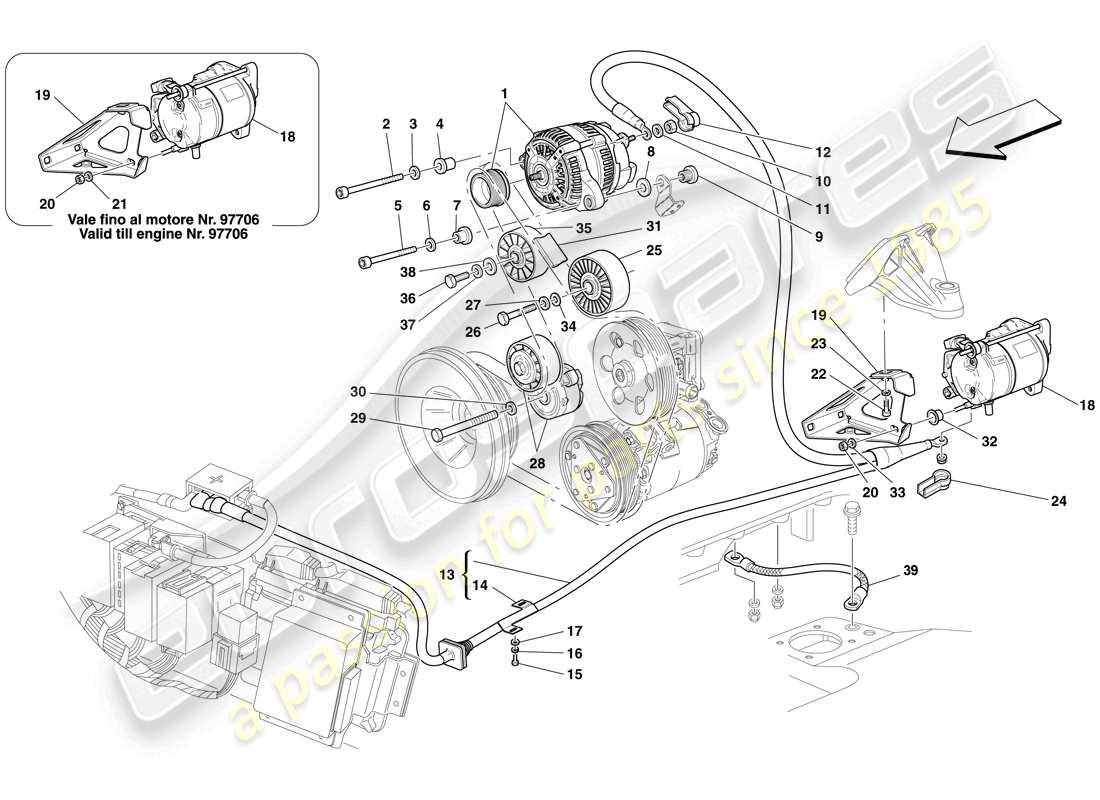 Ferrari F430 Spider (USA) ALTERNATORE - MOTORINO DI AVVIAMENTO Diagramma delle parti