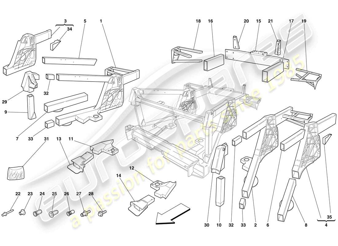 Ferrari F430 Spider (USA) TELAIO - SOTTOGRUPPI ELEMENTO POSTERIORE Diagramma delle parti