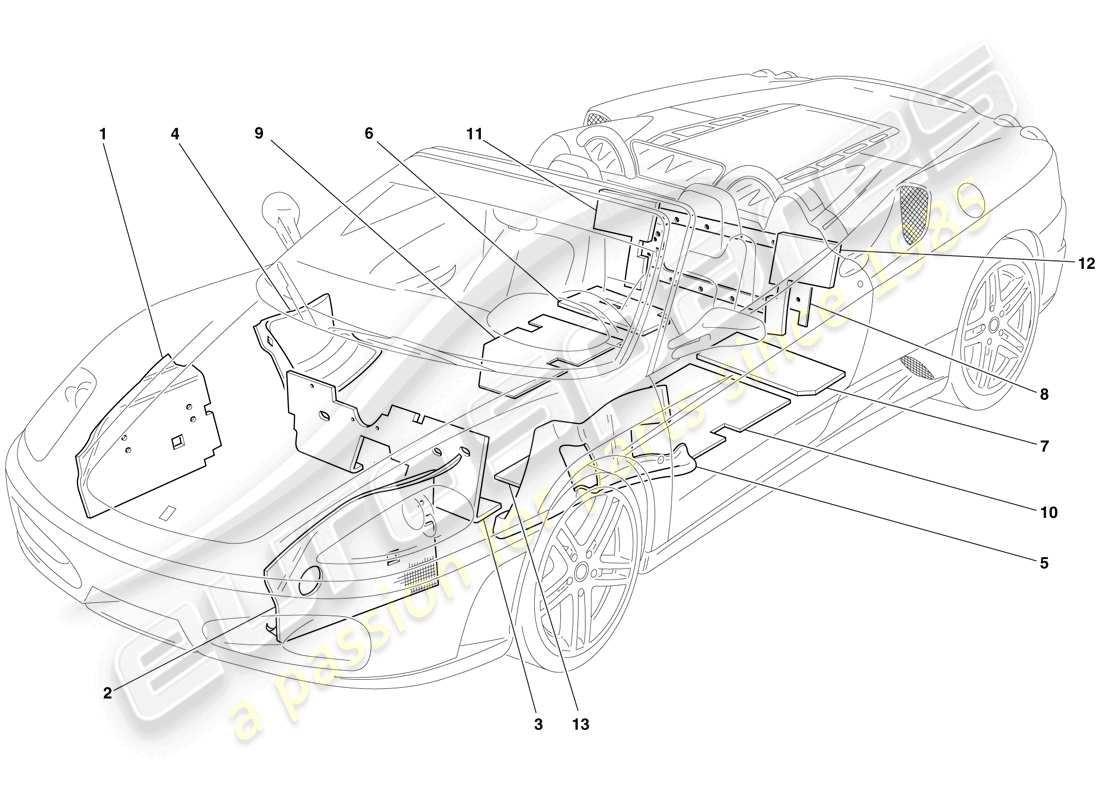 Ferrari F430 Spider (USA) Isolamento Diagramma delle parti