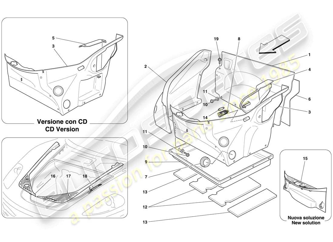 Ferrari F430 Spider (USA) RIVESTIMENTO VANO ANTERIORE Diagramma delle parti