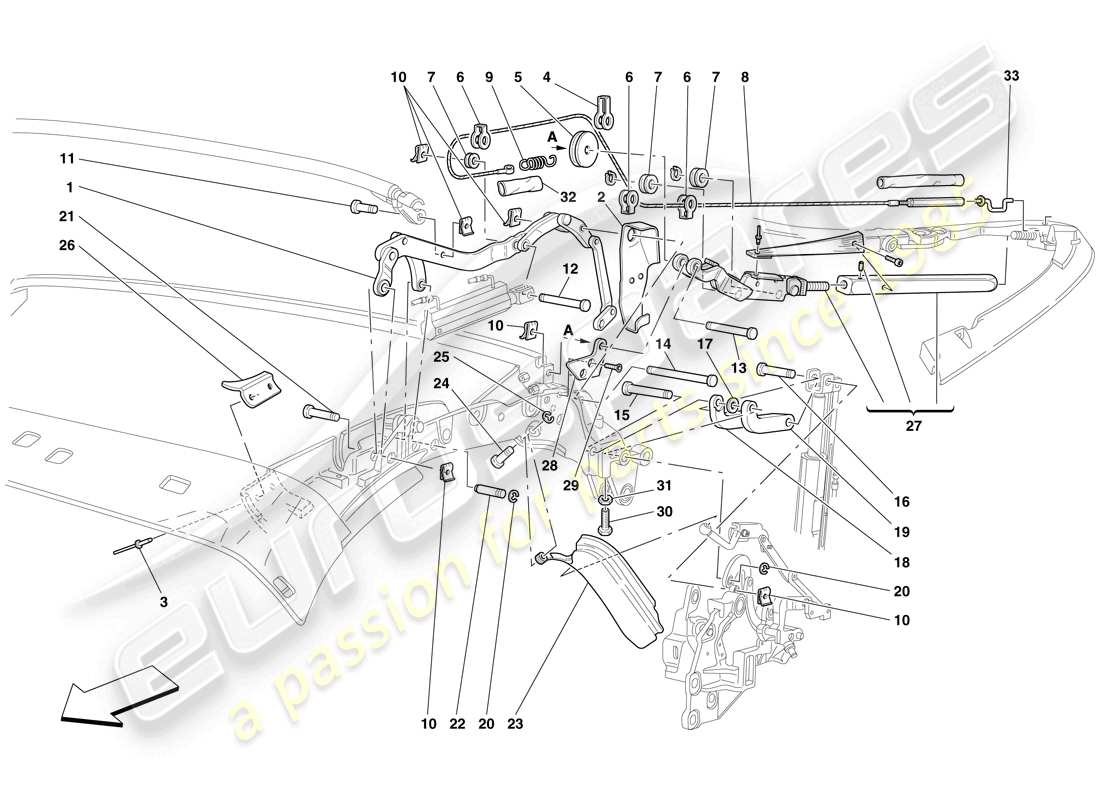 Ferrari F430 Spider (USA) CINEMATICA DEL TETTO - PARTE SUPERIORE Diagramma delle parti