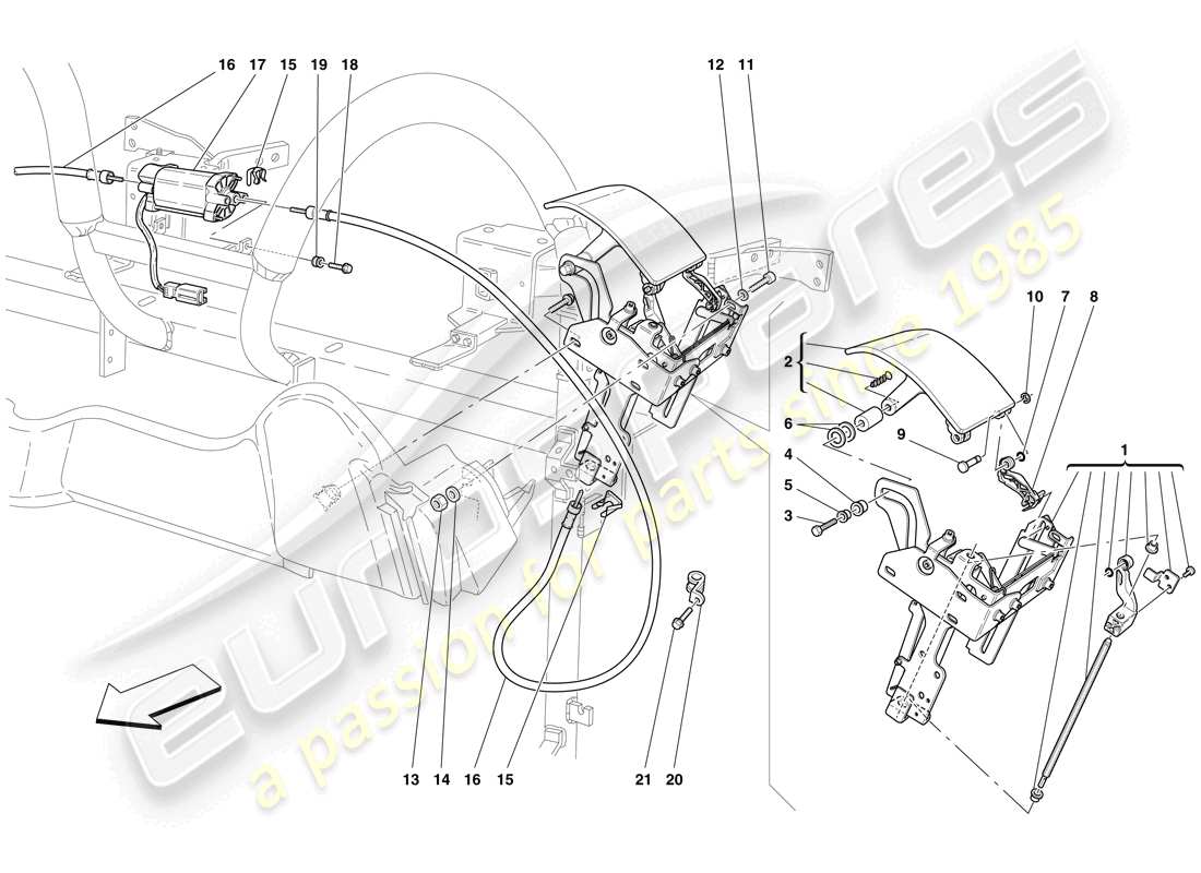 Ferrari F430 Spider (USA) COMANDO DEL TETTO E FLAPS Diagramma delle parti