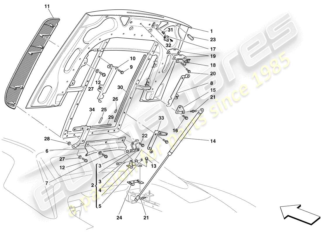 Ferrari F430 Spider (USA) COPERCHIO VANO MOTORE Diagramma delle parti