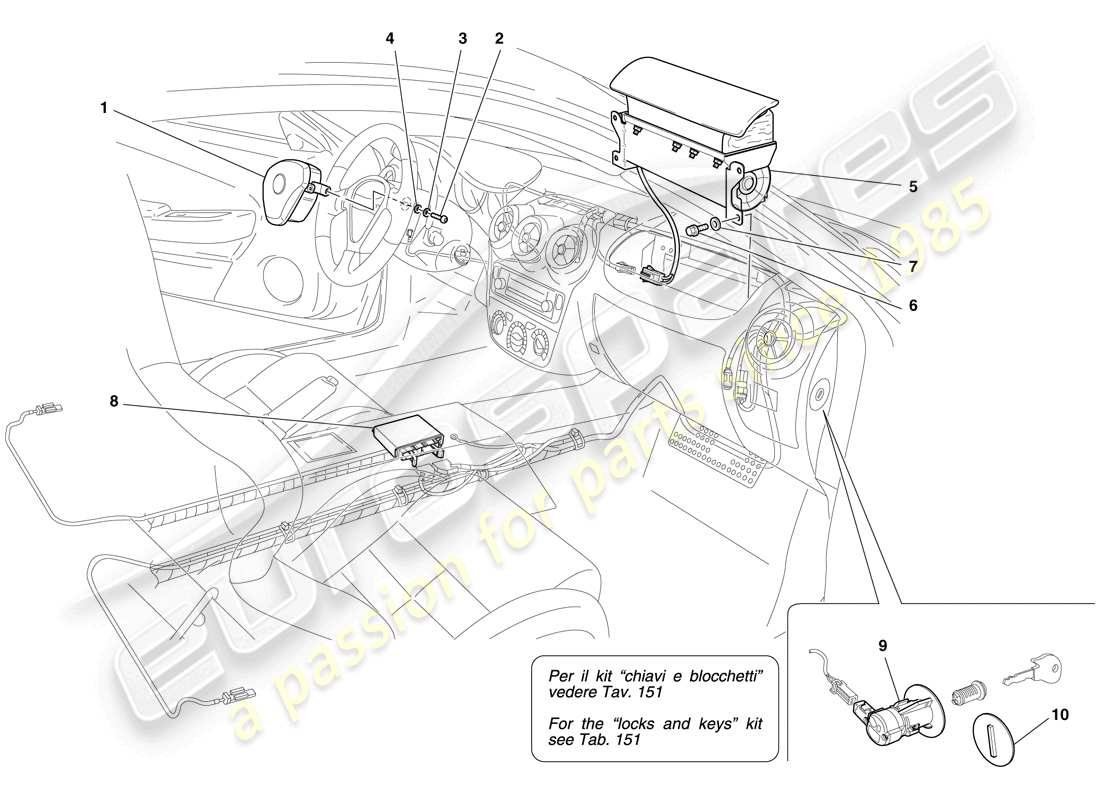 Ferrari F430 Spider (USA) AIRBAG Diagramma delle parti