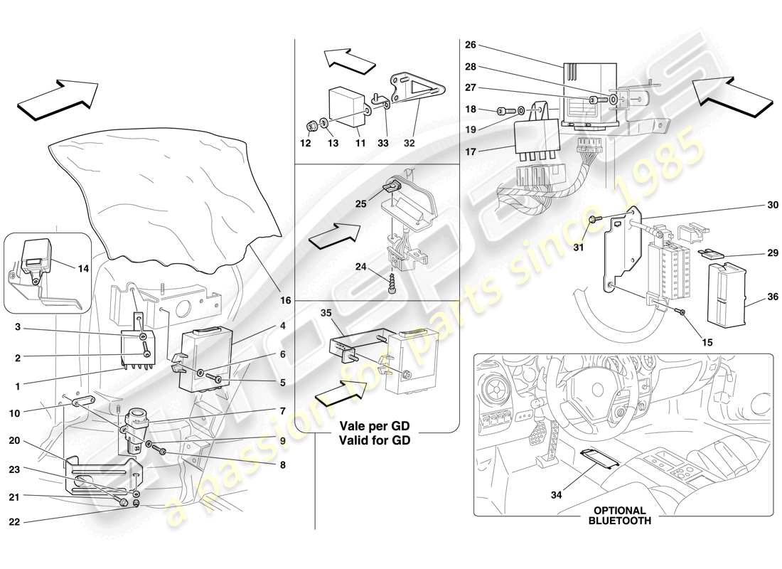 Ferrari F430 Spider (USA) ECU ABITACOLO ANTERIORE Diagramma delle parti