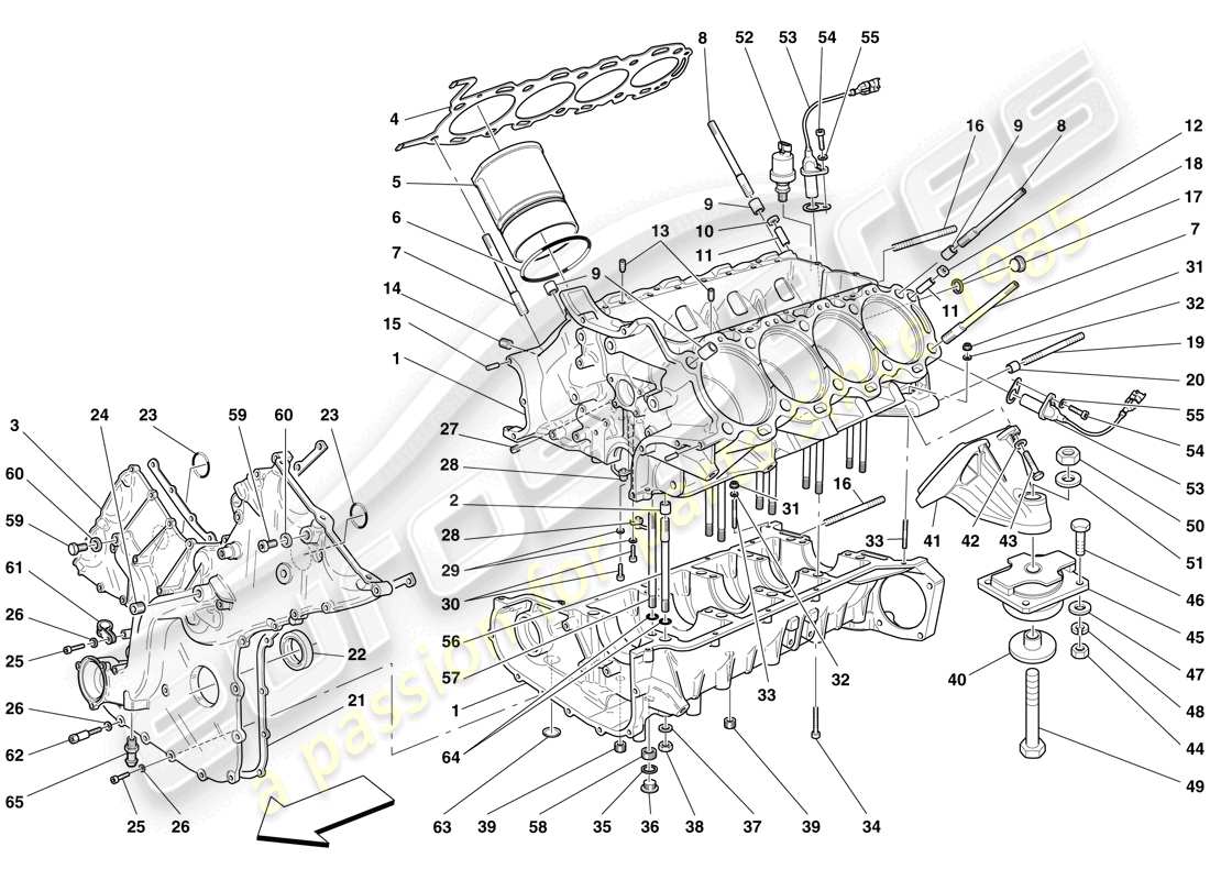 Ferrari F430 Scuderia Spider 16M (RHD) BASAMENTO Diagramma delle parti