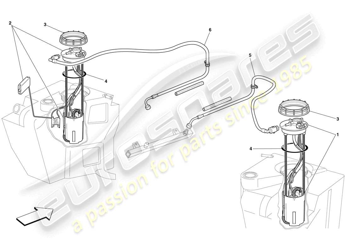 Ferrari F430 Scuderia Spider 16M (RHD) pompe e linee del carburante Diagramma delle parti
