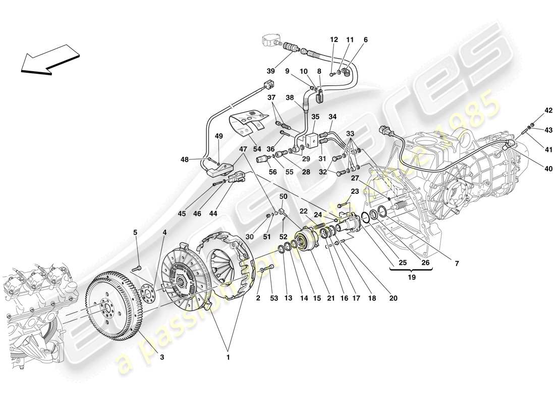 Ferrari F430 Scuderia Spider 16M (RHD) Frizione e Comandi Diagramma delle parti