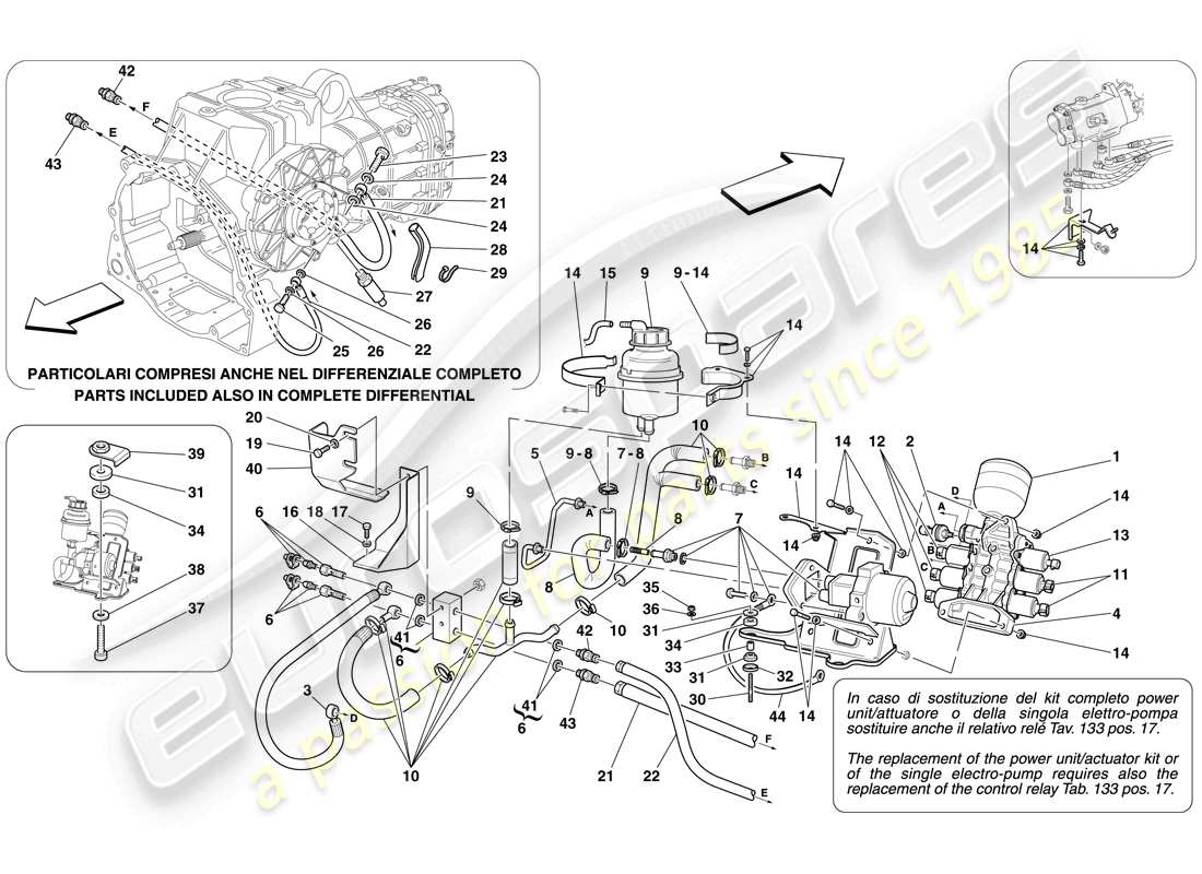Ferrari F430 Scuderia Spider 16M (RHD) Unità di potenza e serbatoio Diagramma delle parti