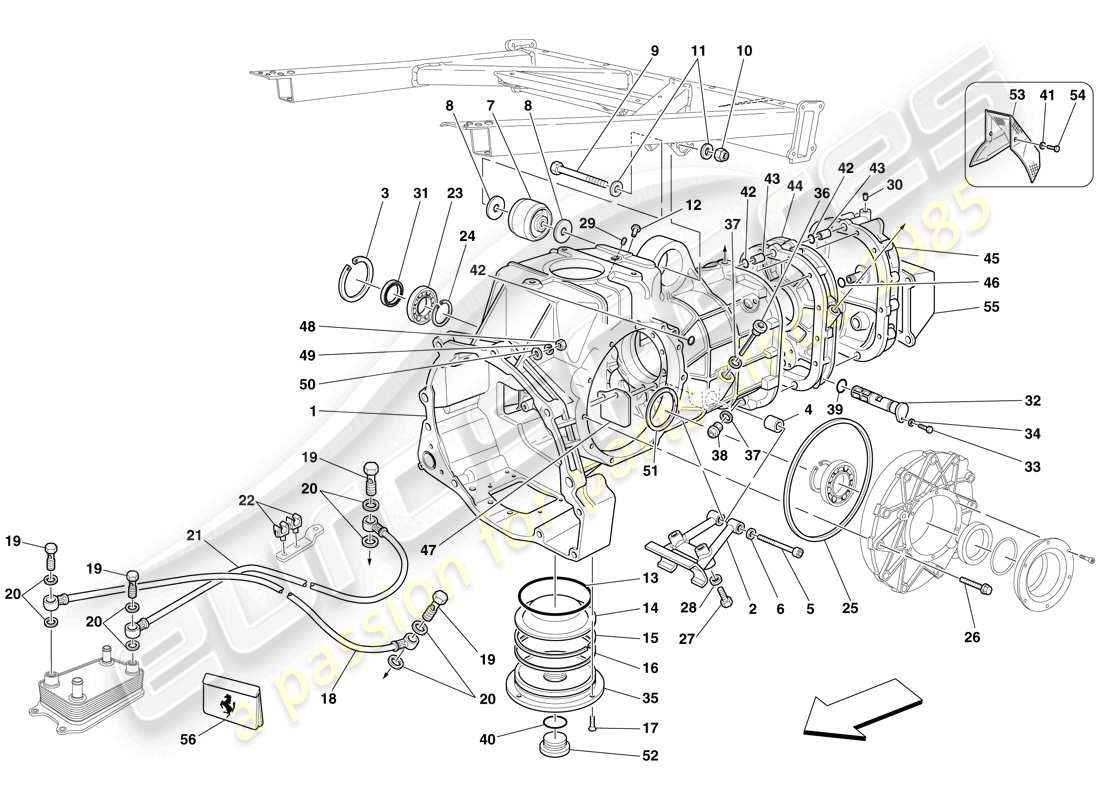 Ferrari F430 Scuderia Spider 16M (RHD) Cambio - Coperture Diagramma delle parti