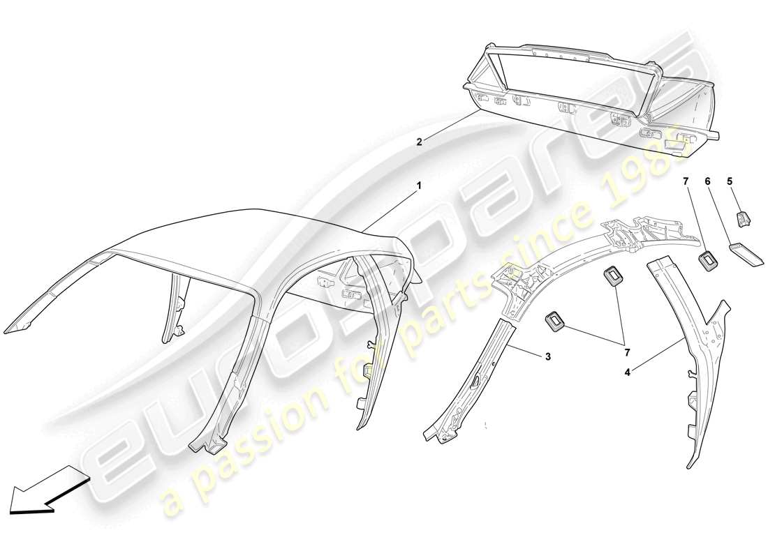 Ferrari F430 Scuderia Spider 16M (RHD) Tetto - Struttura Diagramma delle parti