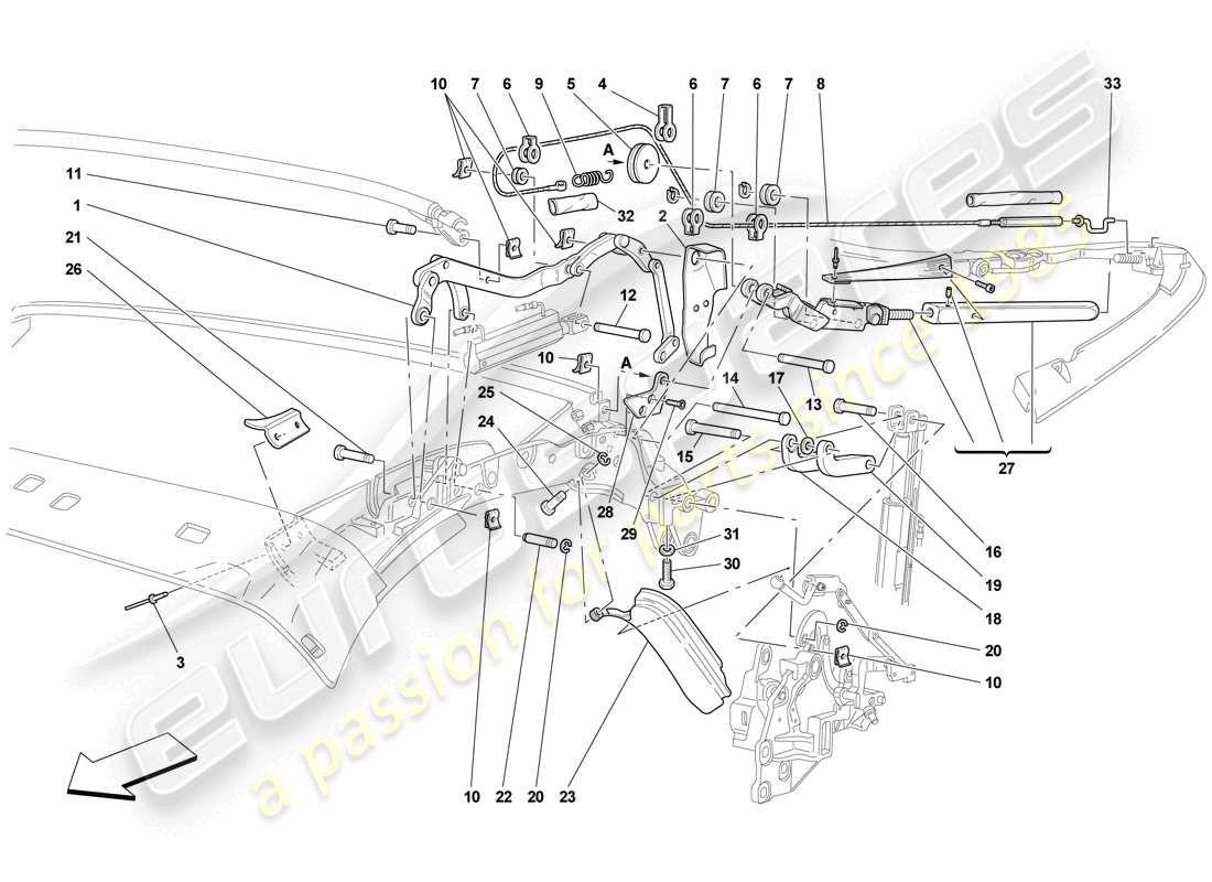 Ferrari F430 Scuderia Spider 16M (RHD) CINEMATICA DEL TETTO - PARTE SUPERIORE Diagramma delle parti