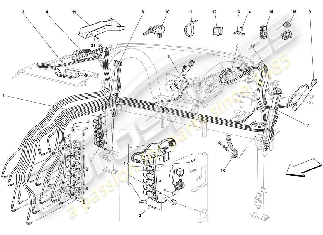 Ferrari F430 Scuderia Spider 16M (RHD) impianto idraulico e pompa elettroidraulica Diagramma delle parti