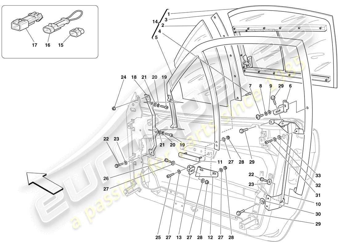 Ferrari F430 Scuderia Spider 16M (RHD) quarto di luce Diagramma delle parti