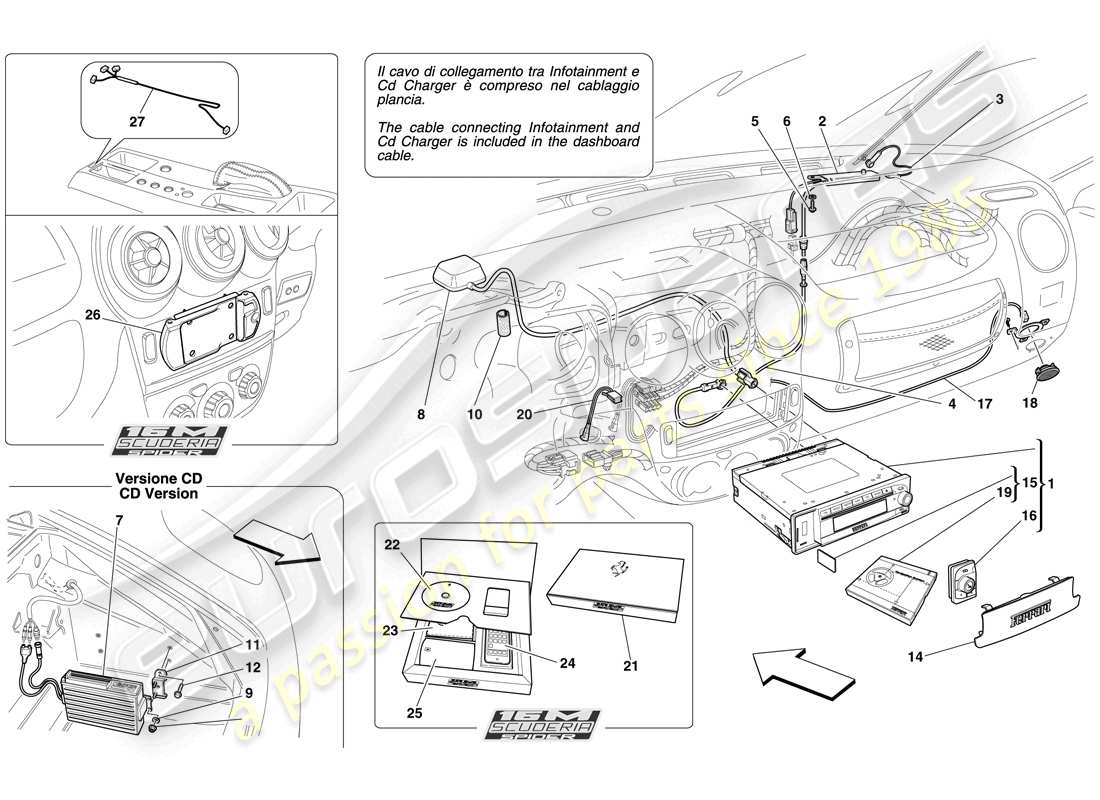 Ferrari F430 Scuderia Spider 16M (RHD) IMPIANTO HI-FI Diagramma delle parti