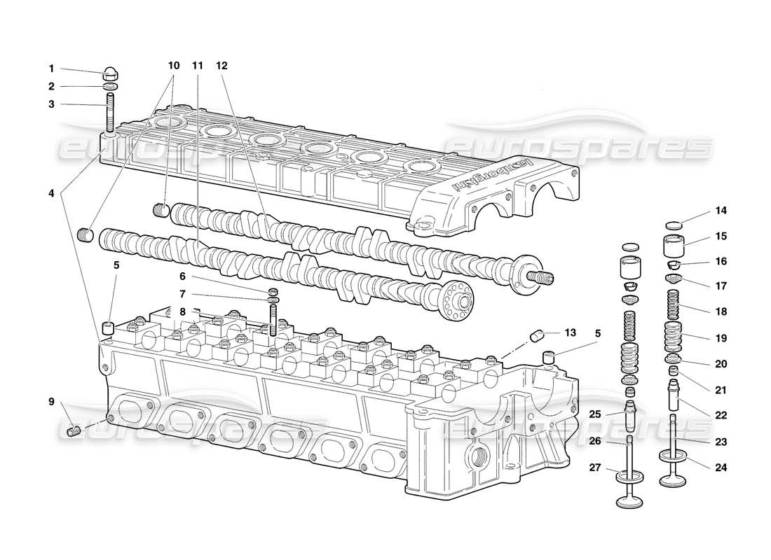 Lamborghini Diablo SV (1998) Testata destra Diagramma delle parti