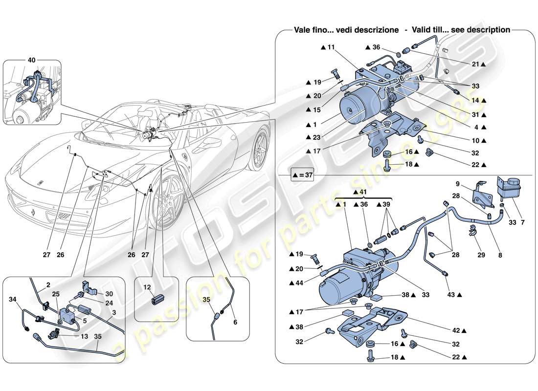 Ferrari 458 Spider (Europa) SISTEMA DI SOLLEVAMENTO DI VEICOLI Diagramma delle parti
