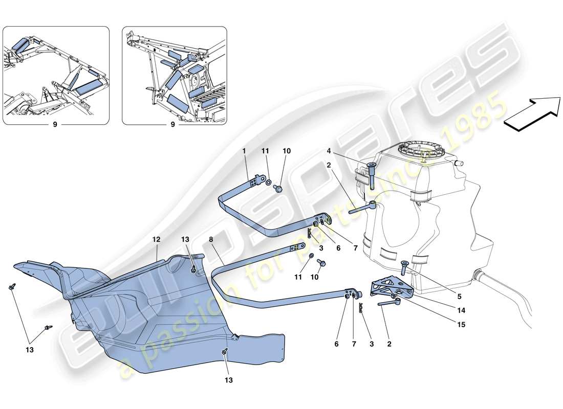 Ferrari 458 Spider (USA) SERBATOI CARBURANTE - FISSAGGI E PROTEZIONI Diagramma delle parti