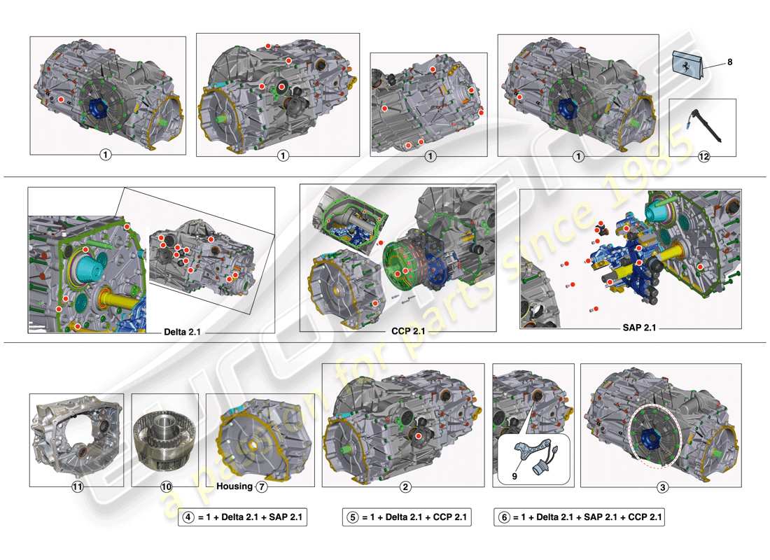 Ferrari 458 Spider (USA) KIT RIPARAZIONE CAMBIO Diagramma delle parti