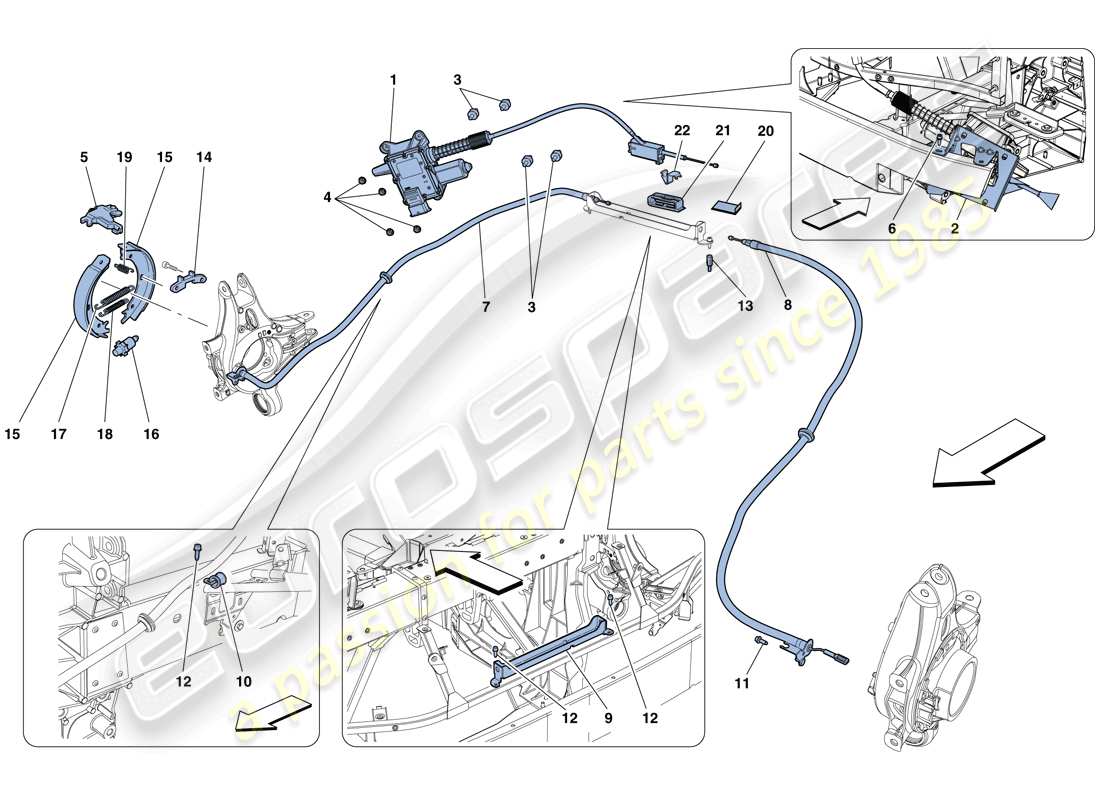 Ferrari 458 Spider (USA) COMANDO DEL FRENO DI STAZIONAMENTO Diagramma delle parti