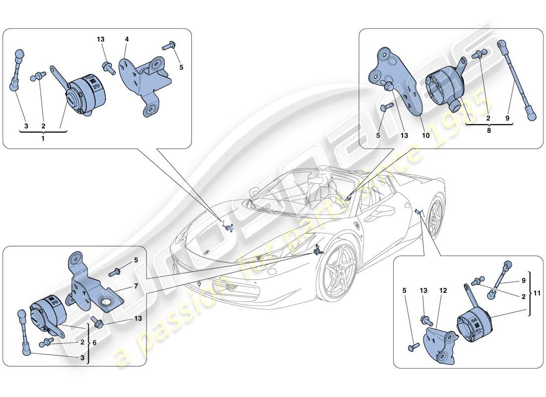 Ferrari 458 Spider (USA) GESTIONE ELETTRONICA (SOSPENSIONI) Schema delle parti