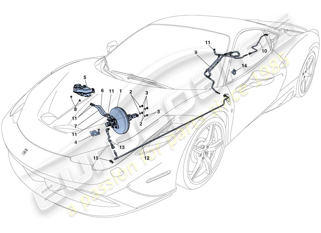 Ferrari 458 Speciale (RHD) SISTEMA SERVOFRENANTE Diagramma delle parti