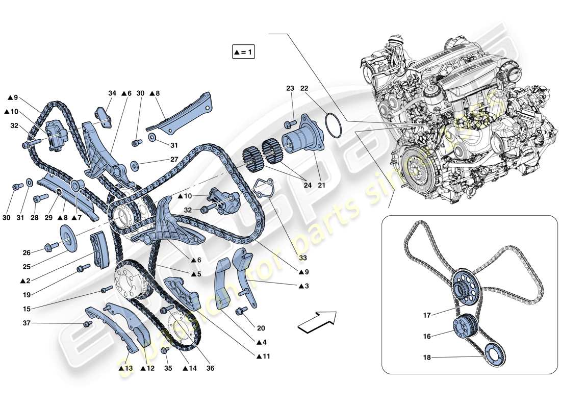 Ferrari 488 GTB (USA) DISTRIBUZIONE - GUIDA Diagramma delle parti