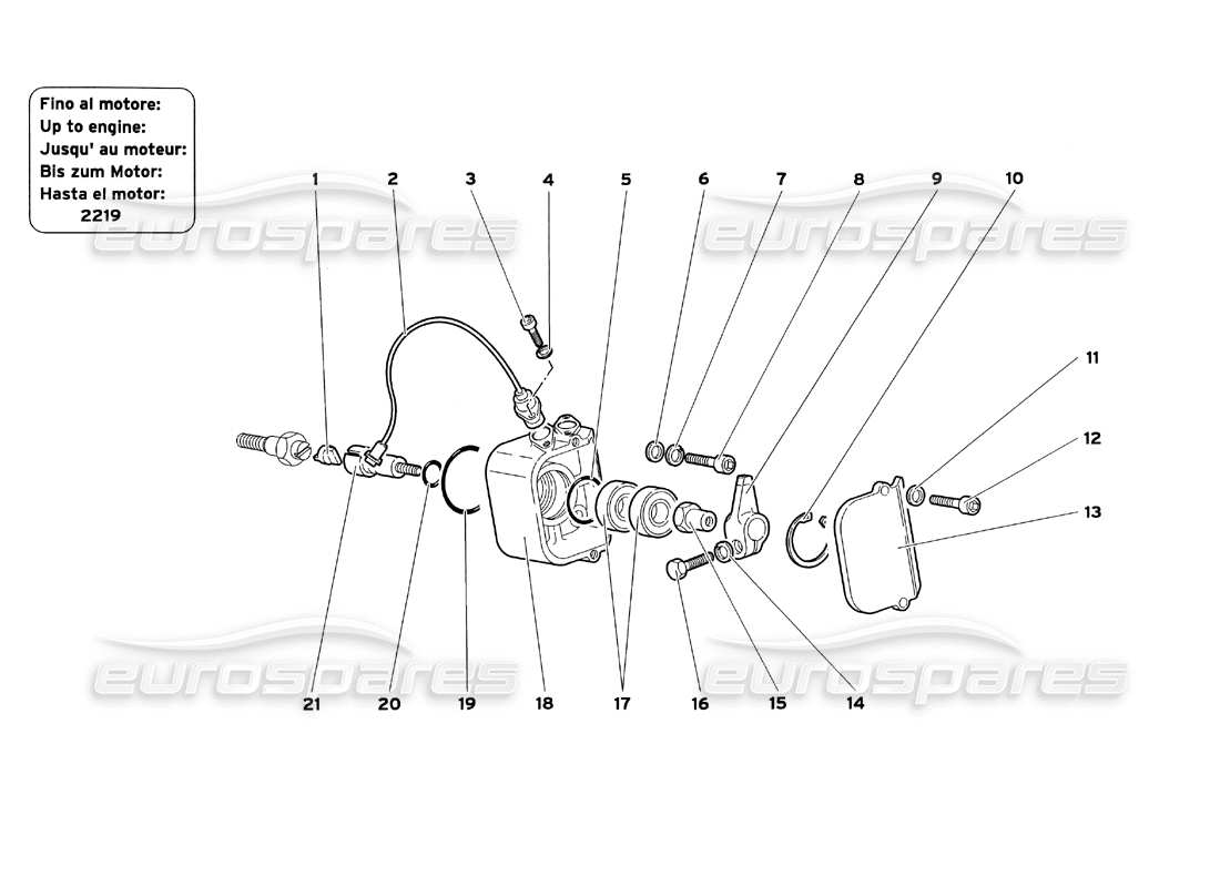 Diagramma delle parti dei sensori di fase Lamborghini Diablo SV (1999) (fino al motore 2219).