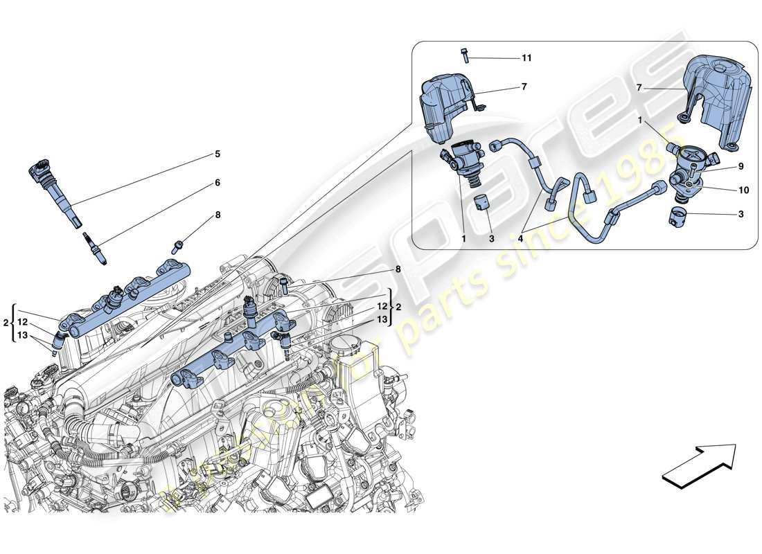 Ferrari GTC4 Lusso T (EUROPA) SISTEMA INIEZIONE - ACCENSIONE Diagramma delle parti
