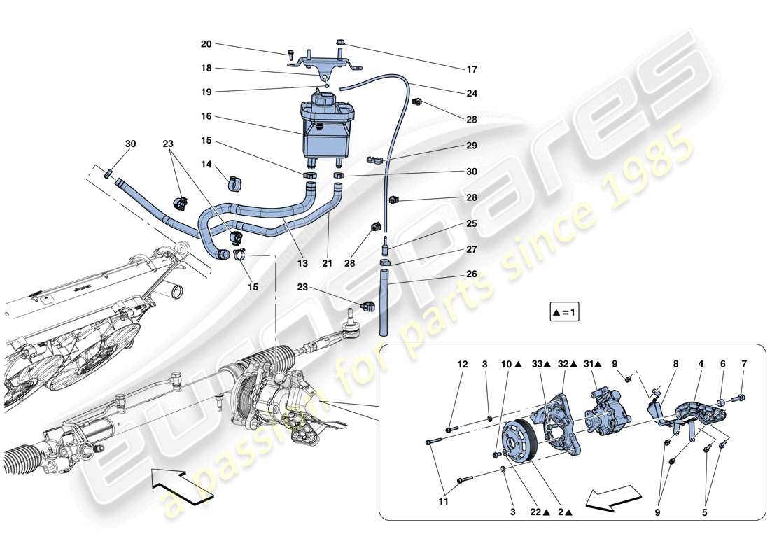Ferrari GTC4 Lusso T (EUROPA) POMPA DEL SERVOSTERZO E SERBATOIO Diagramma delle parti