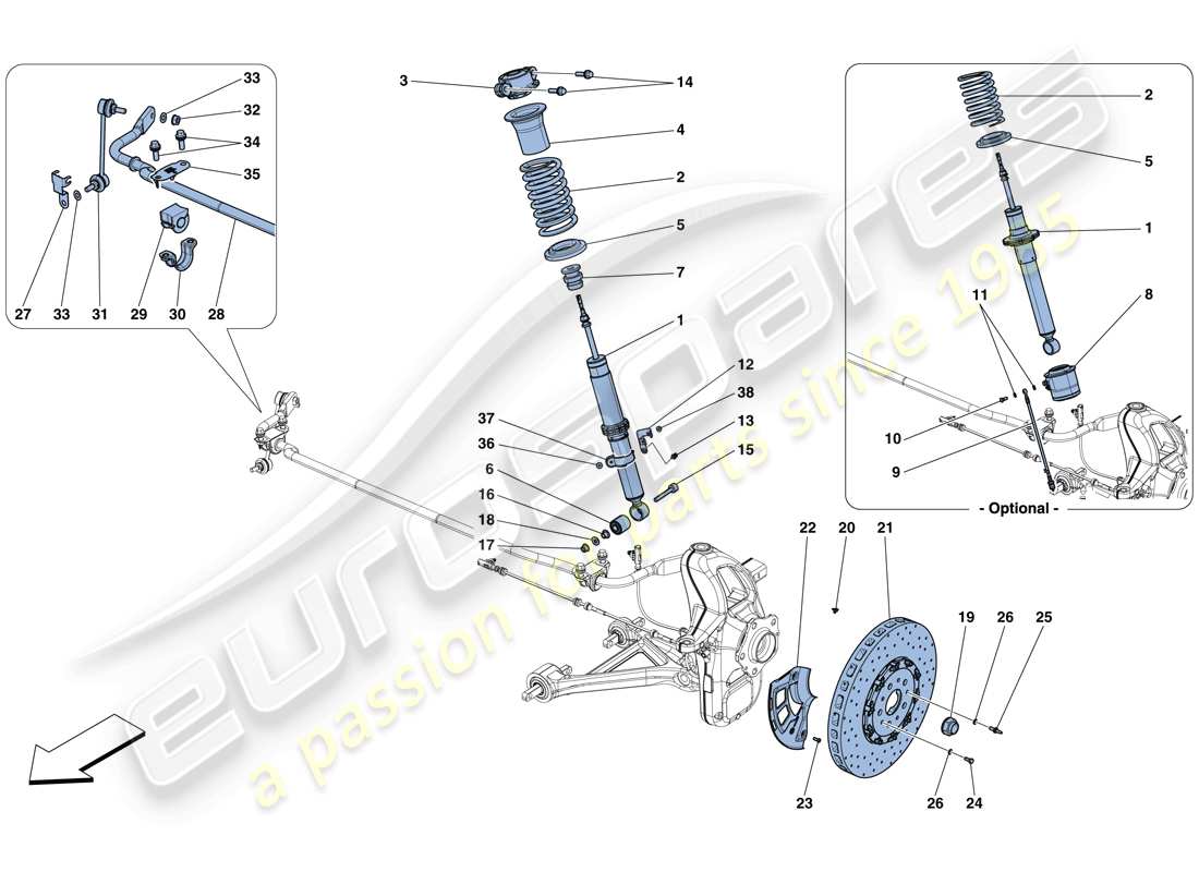 Ferrari GTC4 Lusso T (EUROPA) Sospensione anteriore: ammortizzatore e disco freno Diagramma delle parti