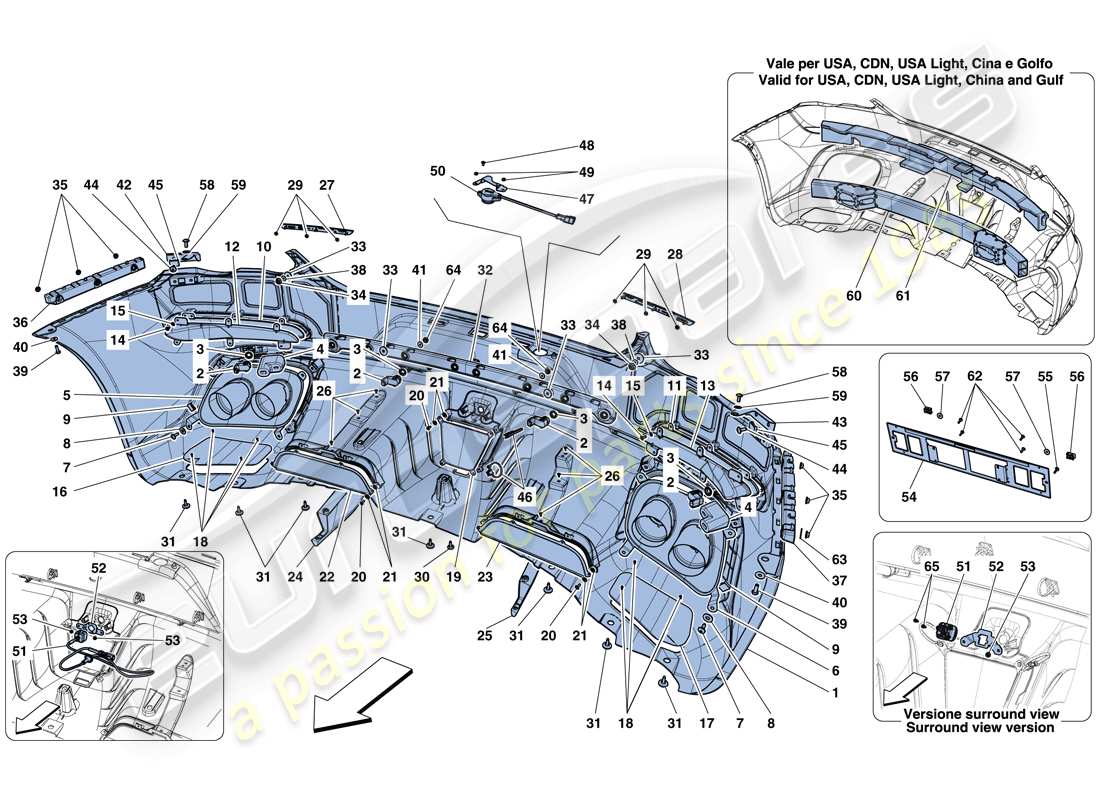 Ferrari GTC4 Lusso T (EUROPA) Paraurti posteriore Diagramma delle parti
